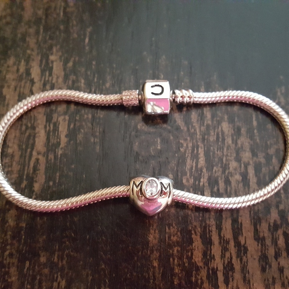 CHAMILIA STERLING SILVER SNAP BRACELET & MOM CHARM